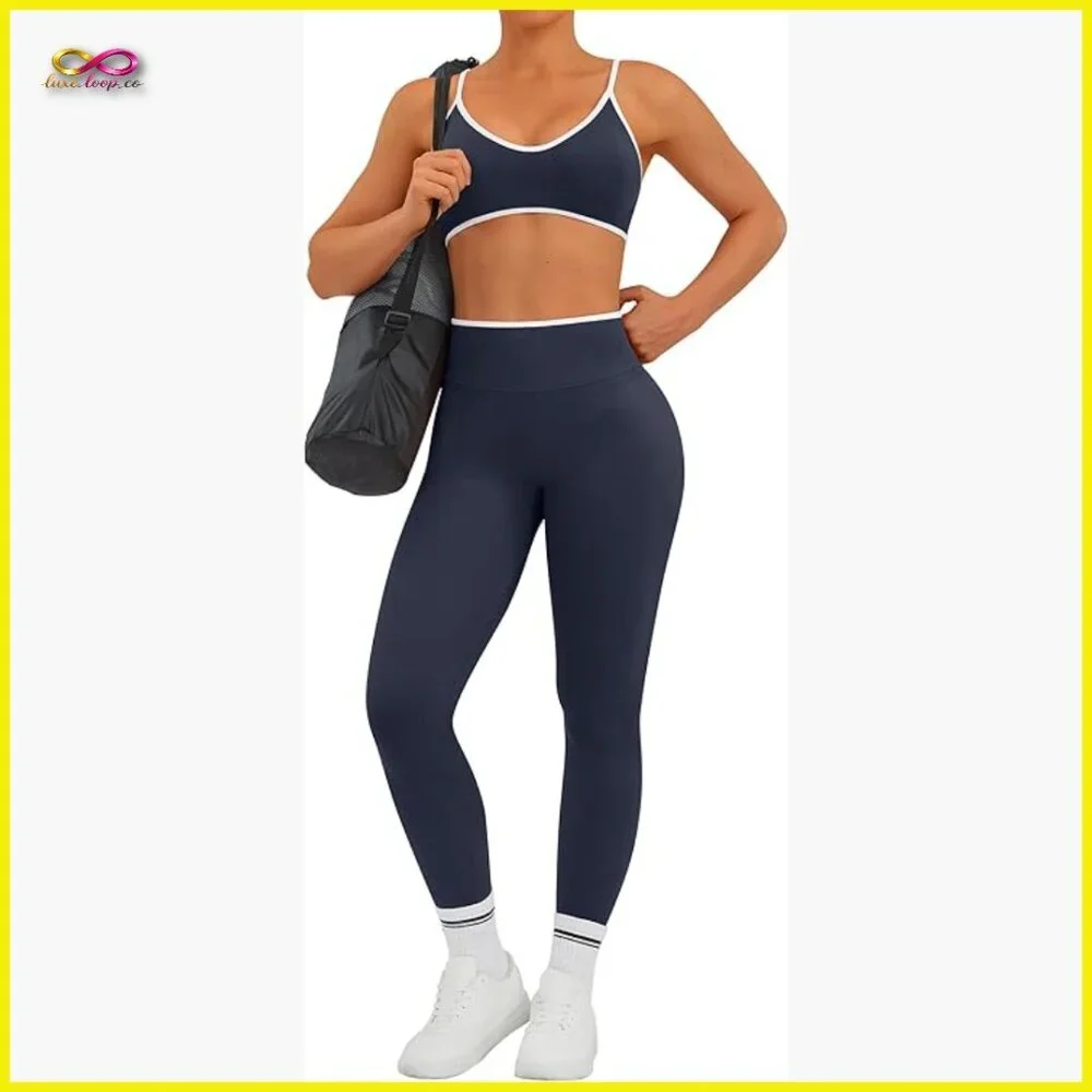 Seamless Scrunch Butt Lifting Leggings Padded Sports Bra Matching Set